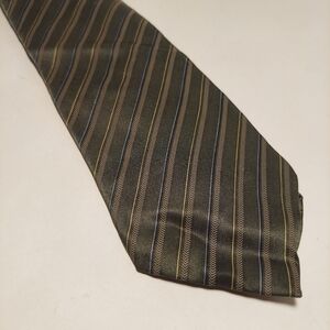 Nautica Mens Tie Sage Green 100% Silk Striped Necktie EUC